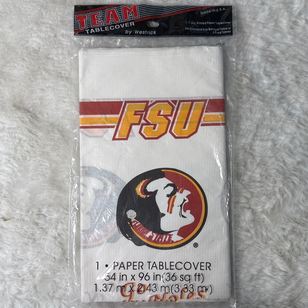 VTG FSU Paper Tablecover Tablecloth NEW Florida‎ State Seminoles Noles USA Made